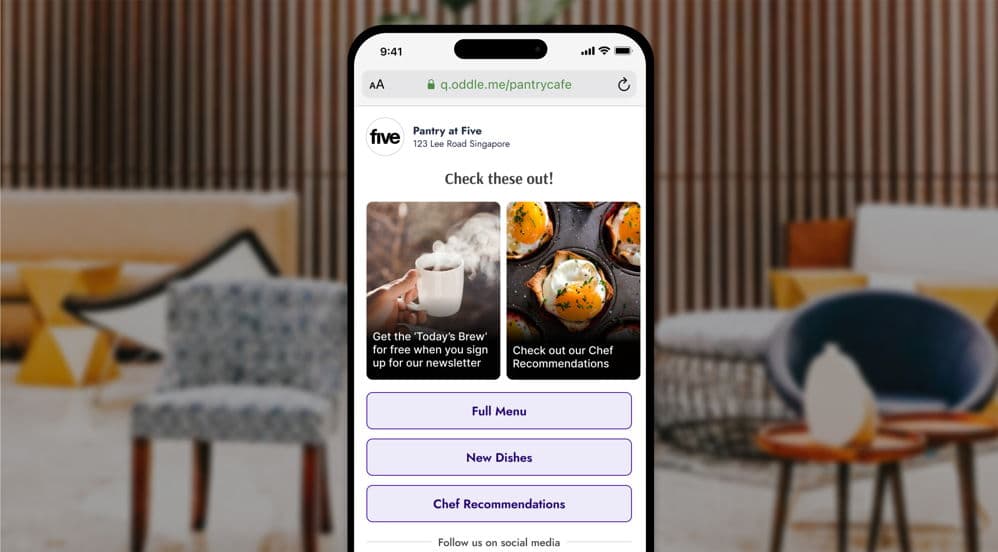 Phone showing Oddle Virtual Lounge UI