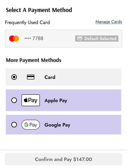 Lofi Model to show case Stripe Pay Element, Focusing on Apple Pay and Google Pay